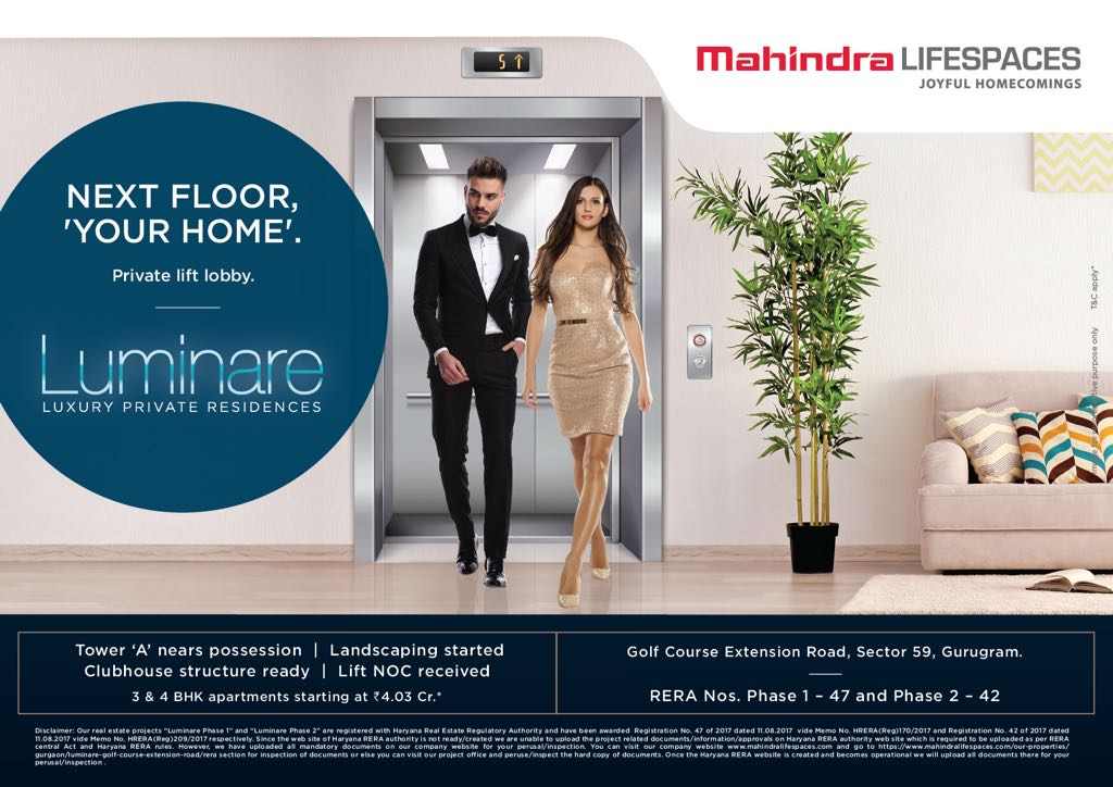 Tower A nears possession at Mahindra Luminare in Gurgaon Update